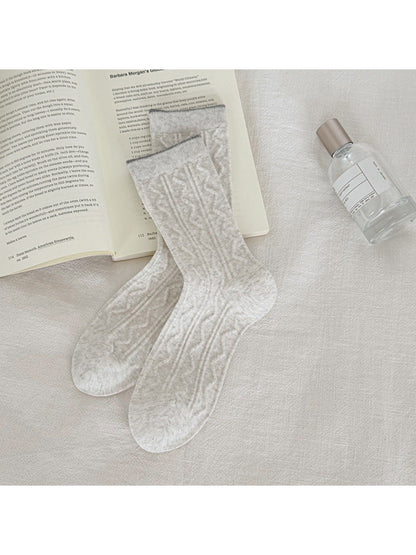Rufia - Patterned Ribbed Cuff Crew Socks