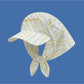 Side view of Haila striped tie back retro baseball cap showing tie detail