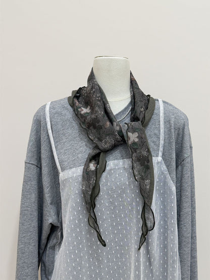 Scarvii boho floral triangle bandana scarf folded in triangle shape showing pattern