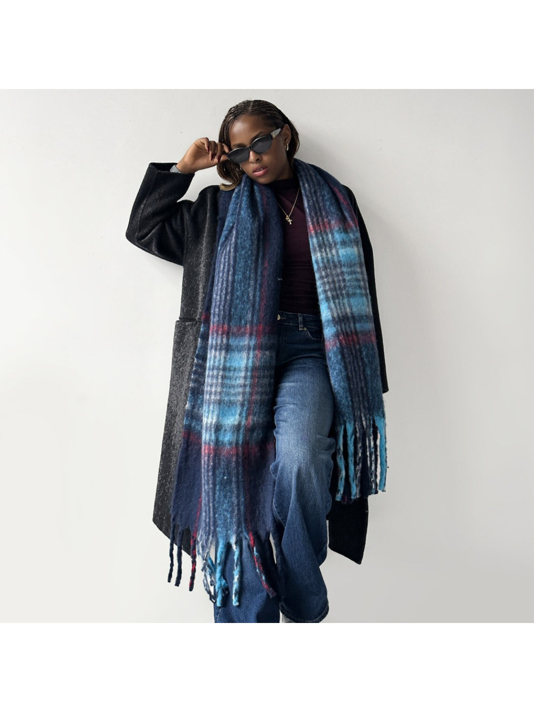 Scarvii - Plaid Brushed Long Winter Scarf