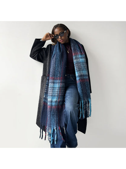Scarvii - Plaid Brushed Long Winter Scarf
