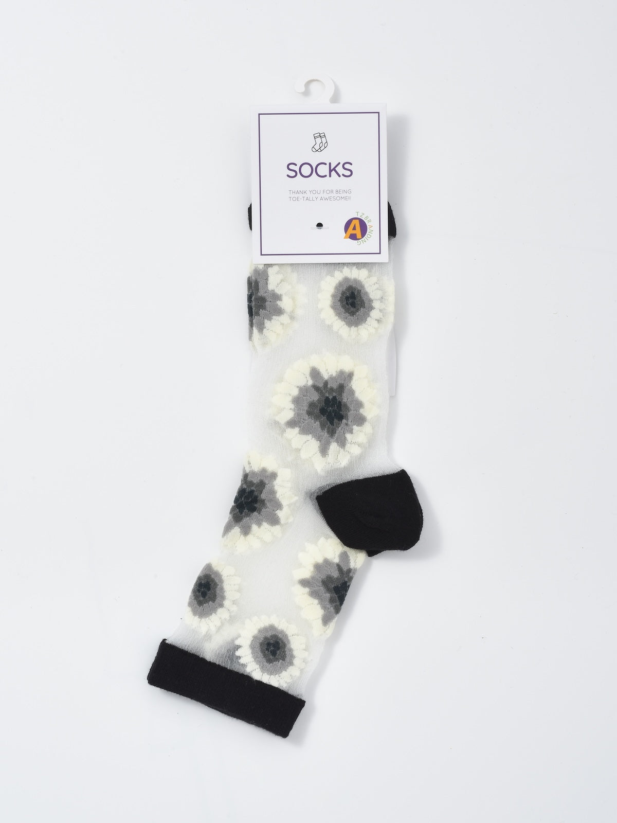 Rufia - Sheer Floral Motif Crew Socks