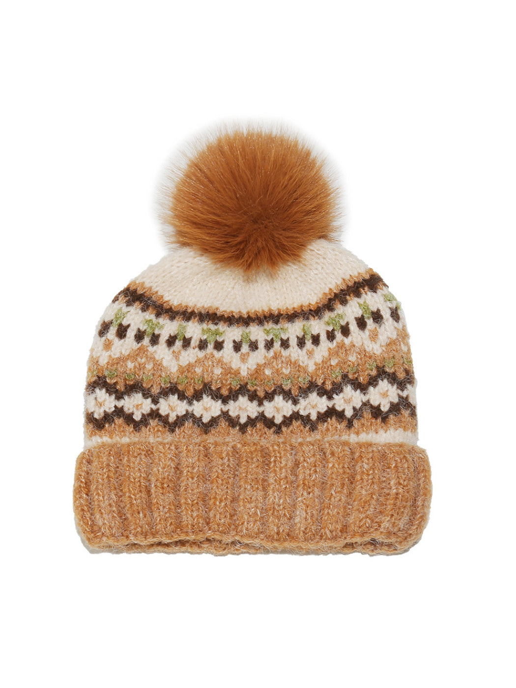 Haila Fair Isle Knit Pom Pom Beanie