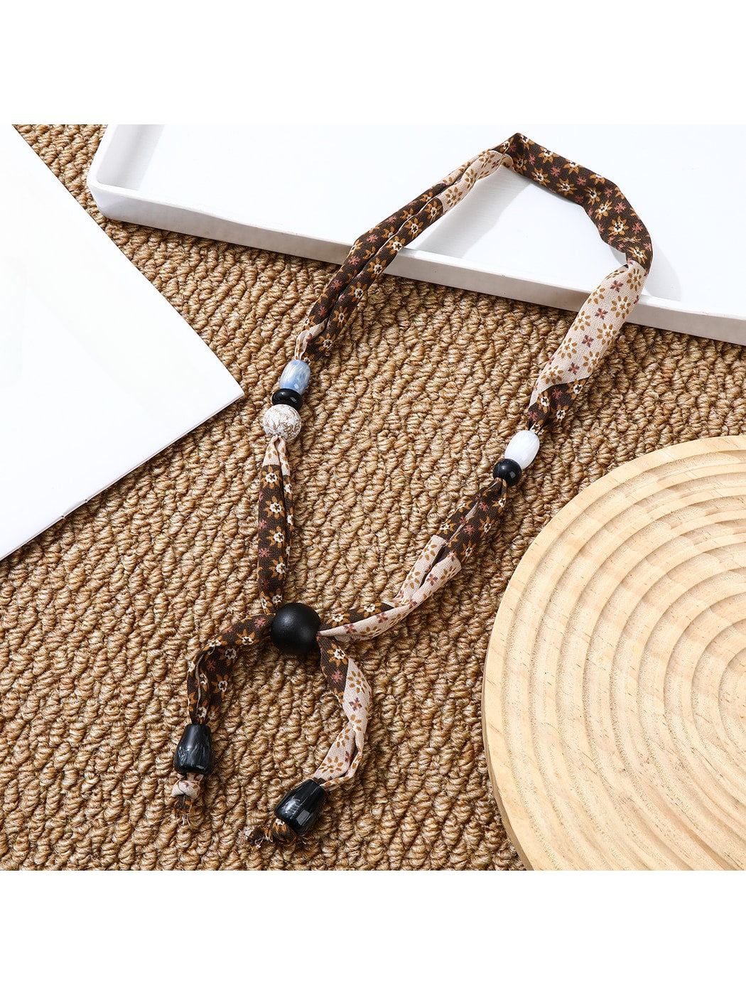 Scarvii - Decorative Long Beaded Fashion Narrow Scarf