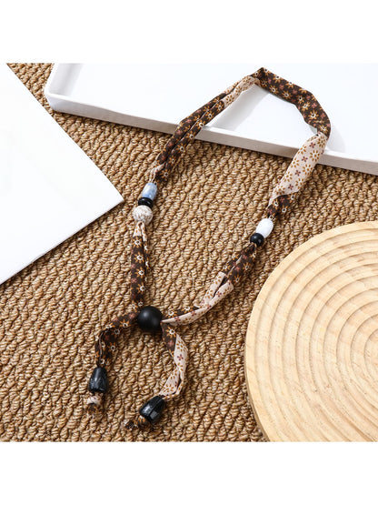 Scarvii - Decorative Long Beaded Fashion Narrow Scarf