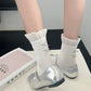 Rufia - Sheer Mesh Panel Socks with Bow Detail