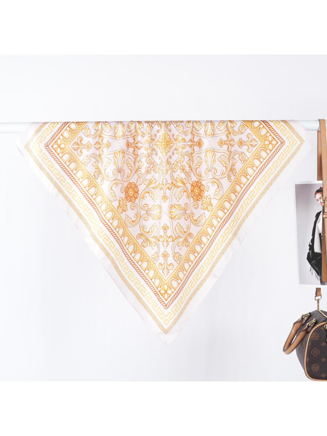 Scarvii - Greek Key Border Baroque Square Scarf