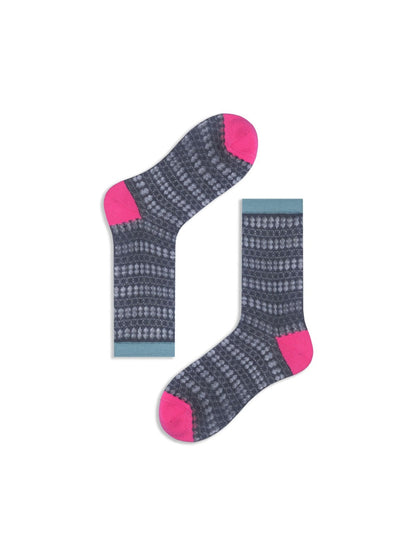 Rufia - Sheer Shell Mesh Colorblock Ankle Socks