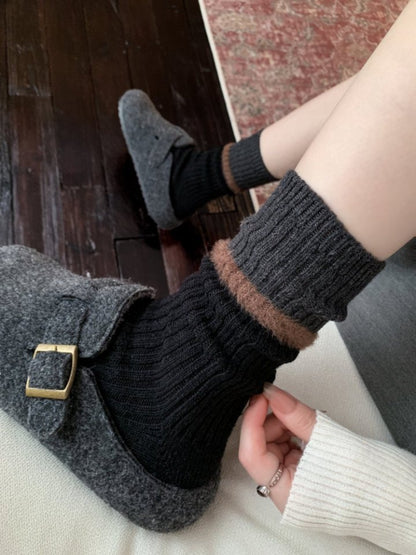 Rufia - Stacked Contrast Stripe Ribbed Crew Socks