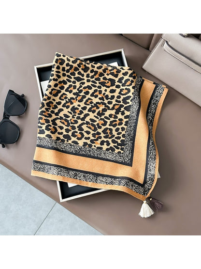 Scarvii - Classic Leopard Pattern Fashion Square Scarf