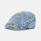 Top view of Haila floral sequin vintage newsboy cap highlighting cap shape