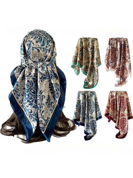 Scarvii - Vintage Baroque Floral Square Scarf