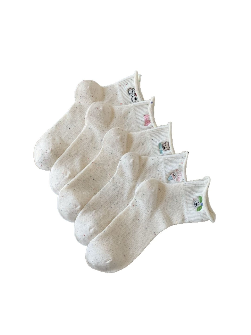 Rufia - Cute Icon Speckled Ankle Crew Socks