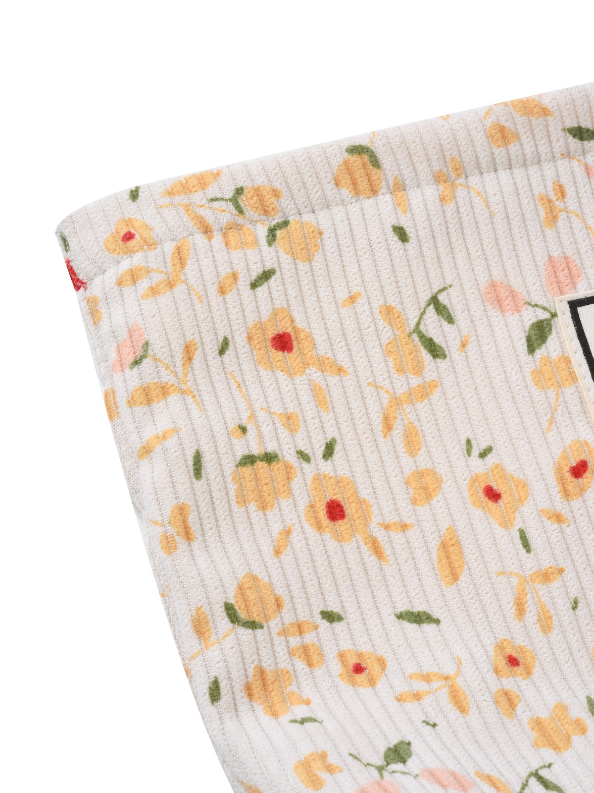 Cosbai - Ribbed Floral Quilted Cosmetic Pouch