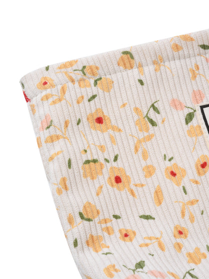 Cosbai - Ribbed Floral Quilted Cosmetic Pouch