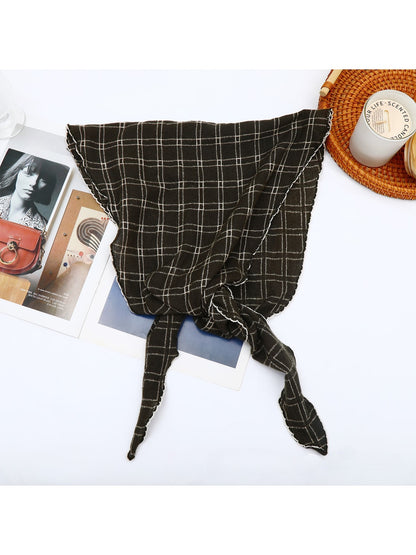 Scarvii - Retro Check Pattern Fashion Triangle Bandana
