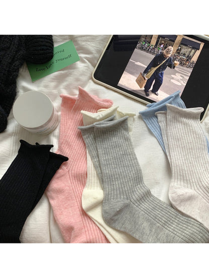 Rufia - Classic Ribbed Texture Crew Socks