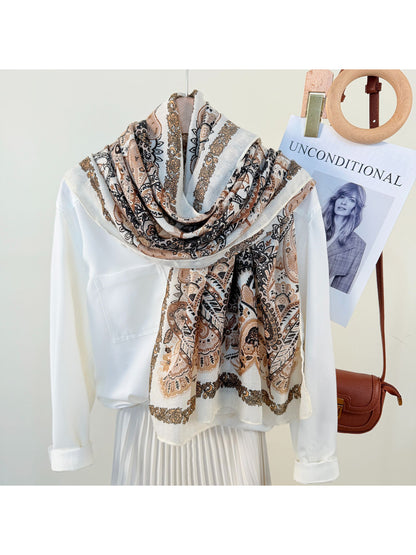 Scarvii - Ornate Paisley Print Lightweight Scarf