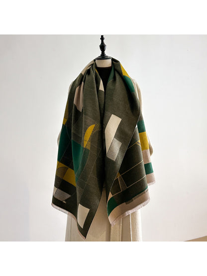 Scarvii – Geometric Print Fringe Scarf & Wrap