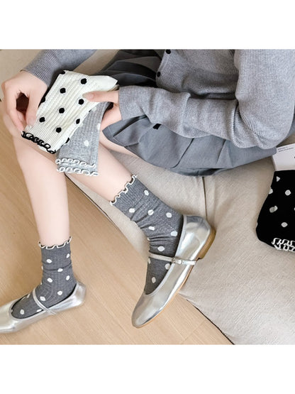 Rufia - Polka Dot Ruffled Crew Socks product image 3