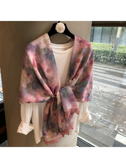 Scarvii - Floral Print Layering Shawl Scarf