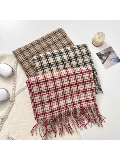Scarvii - Cozy Plaid Fringe Warm Scarf