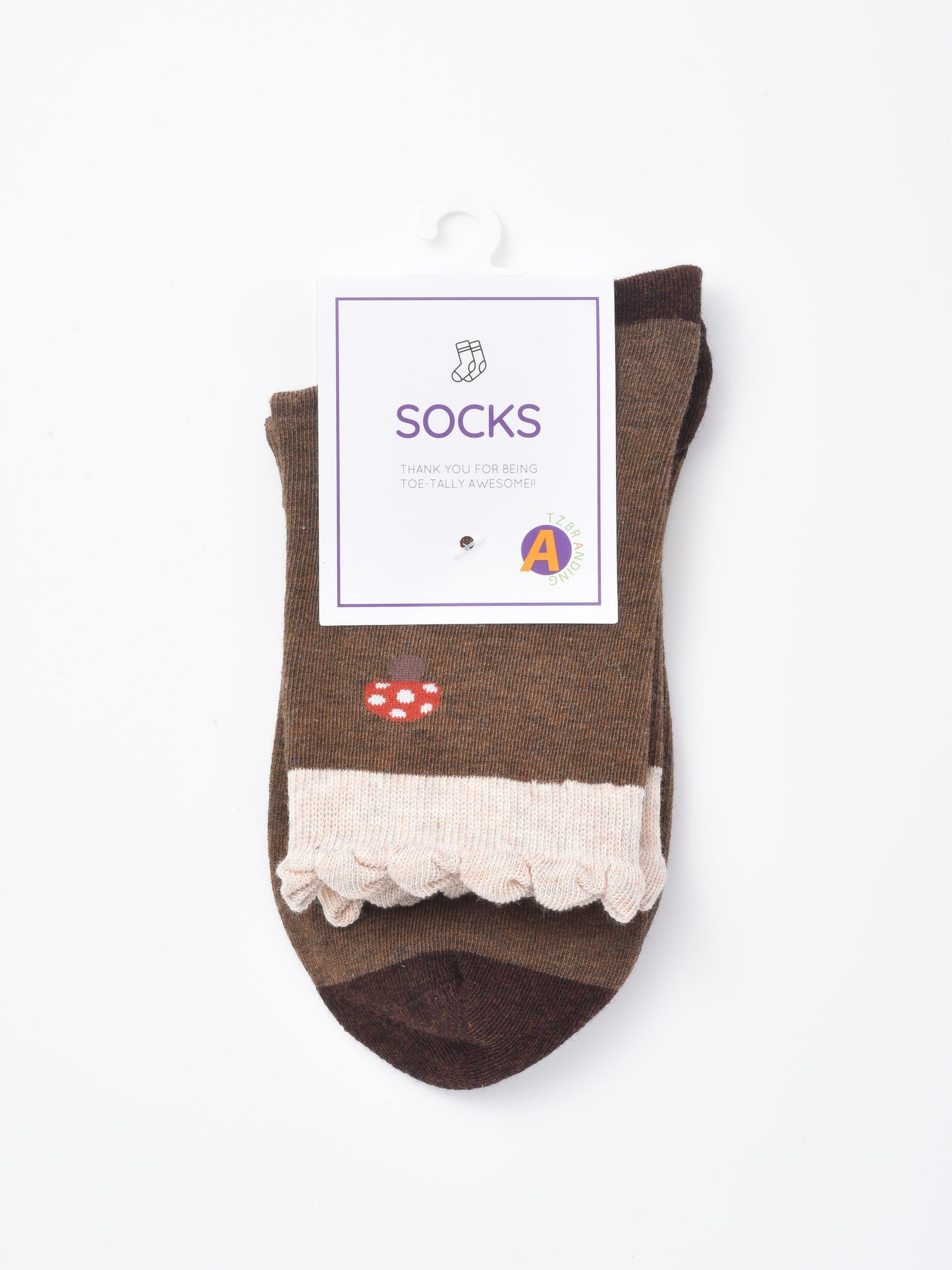 Rufia - Mushroom Print Ruffle Crew Sock