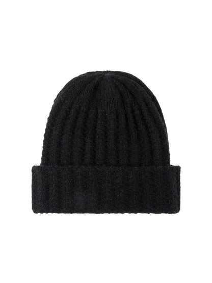 Haila - Fuzzy Textured Rib Knit Cuffed Beanie