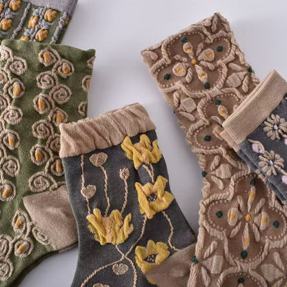 Rufia - Floral Knit Socks - Vintage & Stretchy