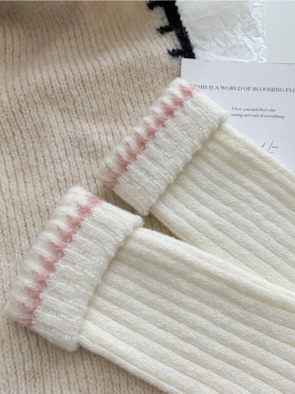 Rufia – Cozy Thick Mid-Calf Socks with Contrast Trim