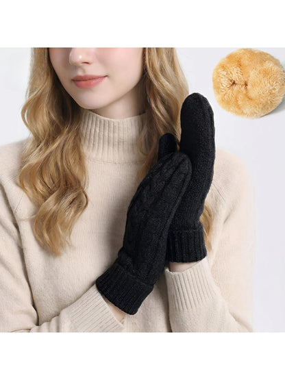 Gloving - Cable Knit Winter Mittens with Soft Lining