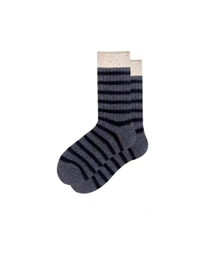 Rufia - Striped Contrast Trim Casual Crew Socks