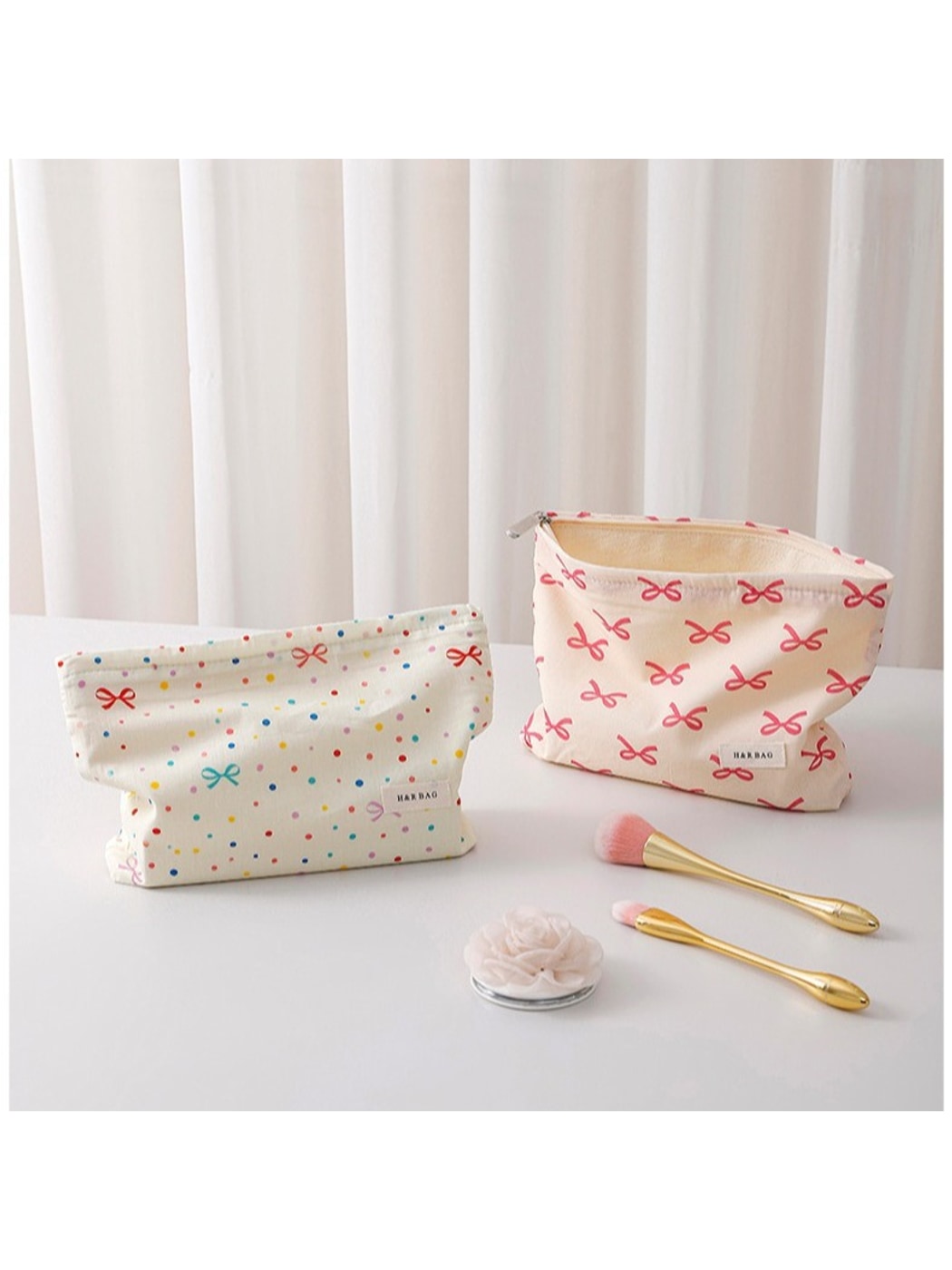 Cosbai - Sweet Style Bow Print Makeup Storage Bag
