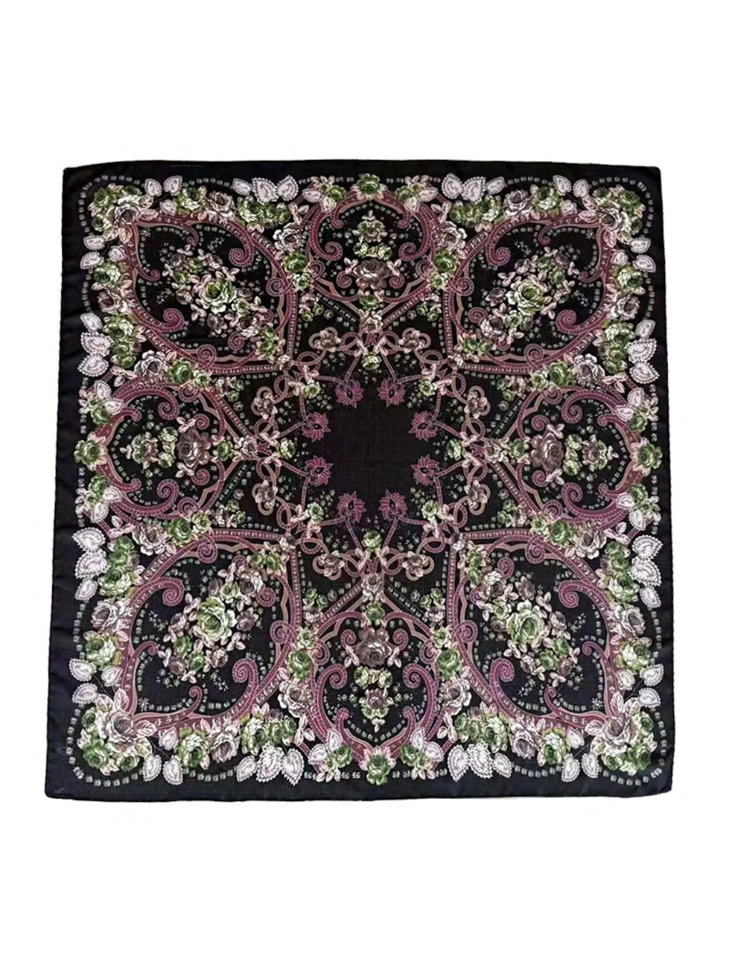 Scarvii Symmetric Floral Medallion Square Scarf