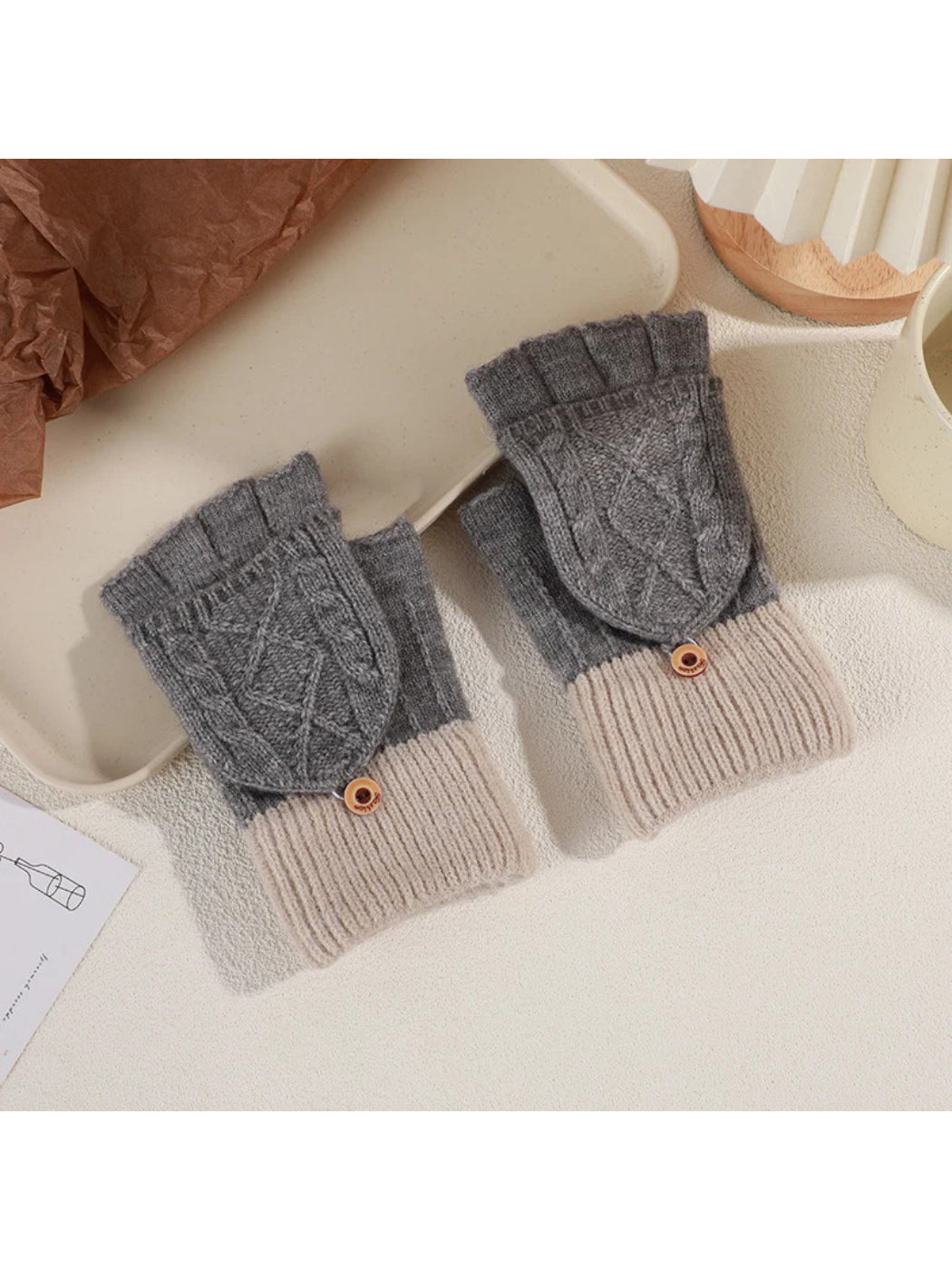Gloving - Cable Knit Fold-Over Fingerless Gloves