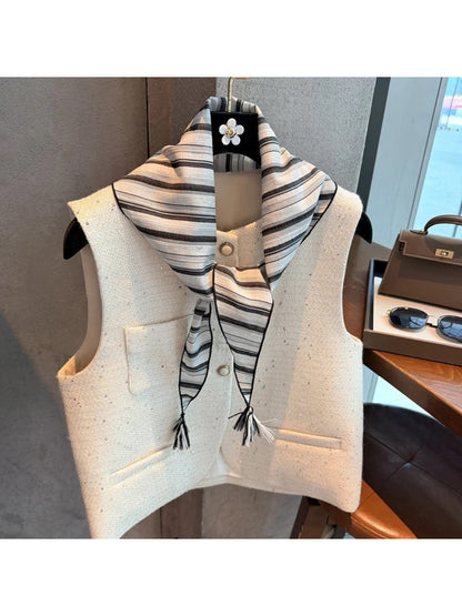 Scarvii - Striped Tassel Triangle Scarf