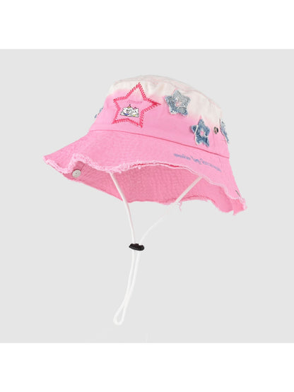 Haila - Pink Gradient Embroidered Women's Bucket Hat