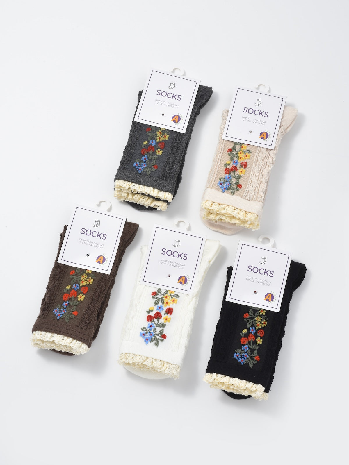 Rufia - Garden Trail Embroidered Crew Socks