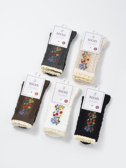 Rufia - Garden Trail Embroidered Crew Socks