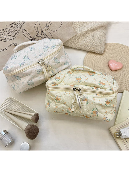 Cosbai - Floral Quilted Cosmetic Bag