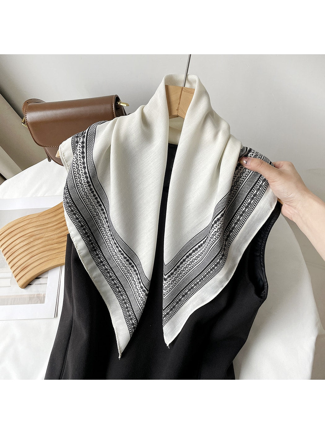 Scarvii - Minimal Geometric Border Square Scarf