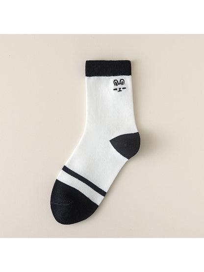 Rufia - Rabbit Theme Embroidered Casual Crew Socks