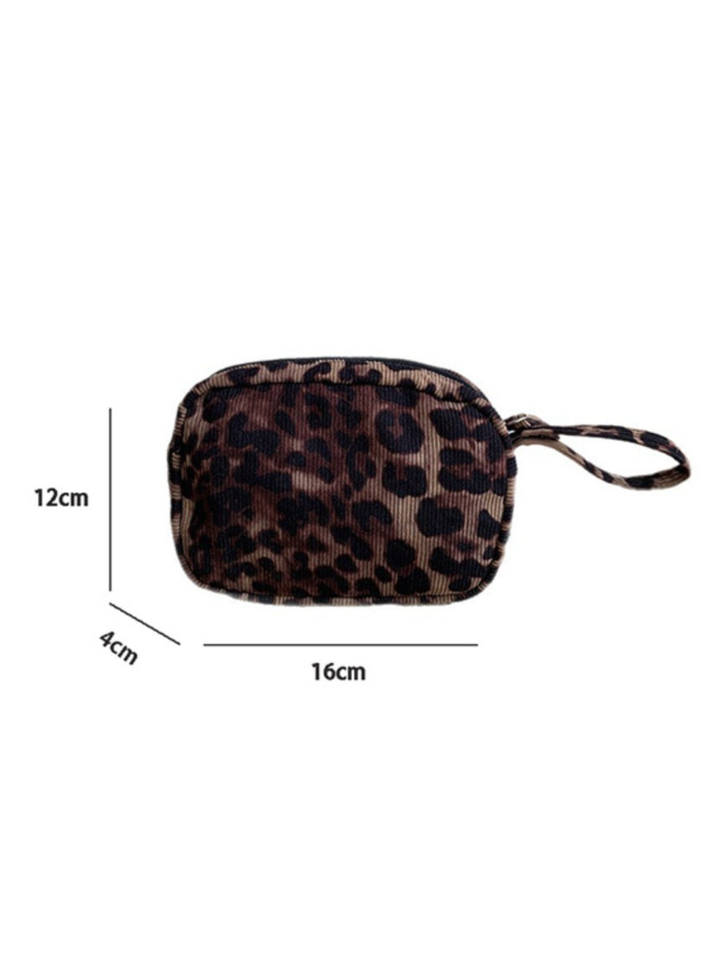 Cosbai - Corduroy Travel Makeup Pouch with Leopard Print