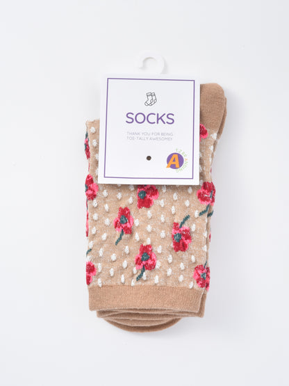 Rufia - Dotted Garden Floral Crew Socks