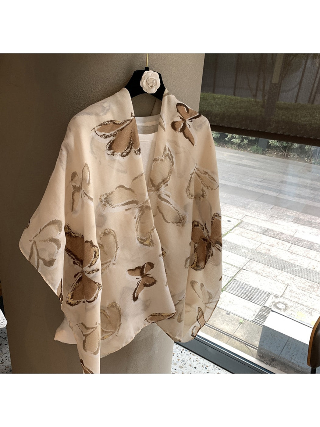 Scarvii - Butterfly Print Rectangular Shawl Scarf