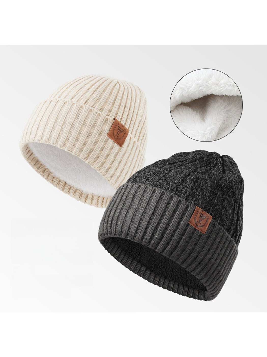 Haila - Foldable Brimless Round Crown Knit Beanie
