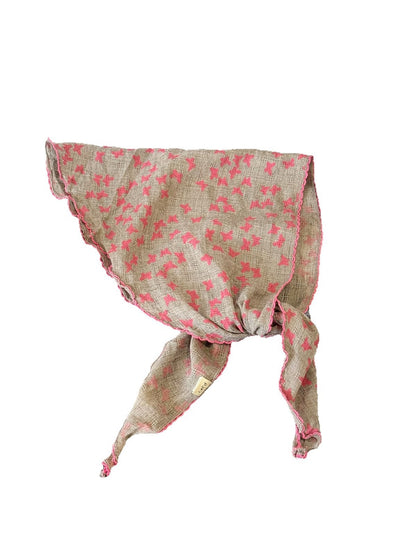 Scarvii - Butterfly Print Scalloped Edge Triangle Bandana