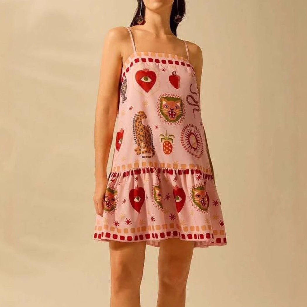 Troposa - Strappy Mini Pink Dress - Playful & Chic