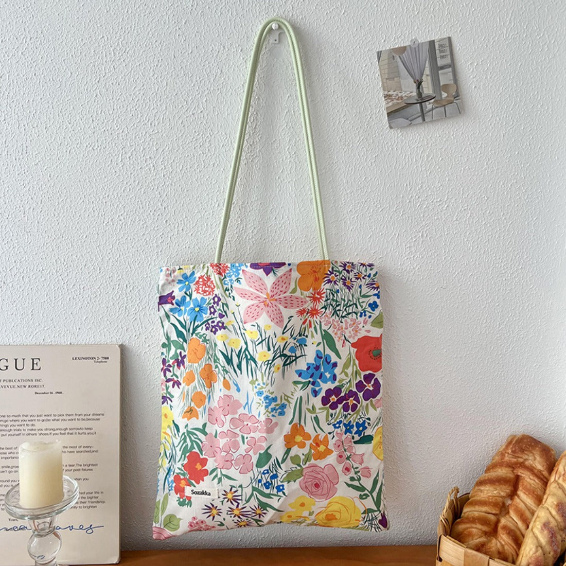 Cosbai - Floral Medium Tote Bag