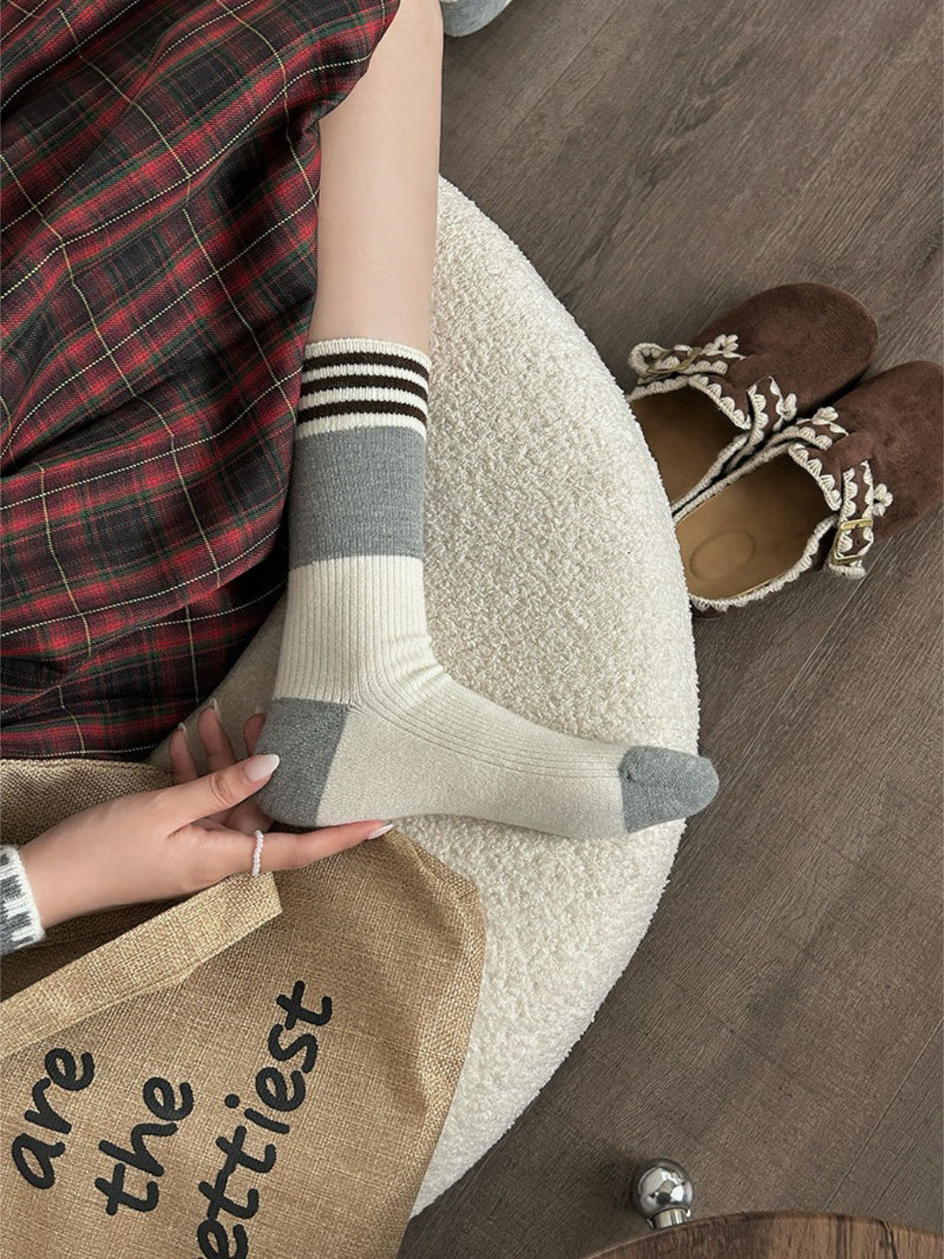 Rufia - Colorblock Stripe Knit Crew Socks